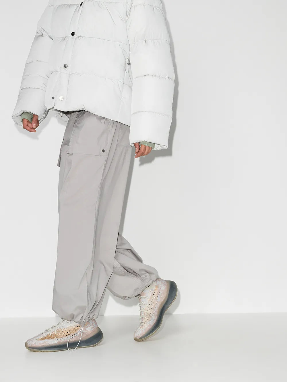 adidas Yeezy Boost 380 Pepper Sneakers — Light Grey/Light Brown — Size US M 8.5 - US W 10 — Back View