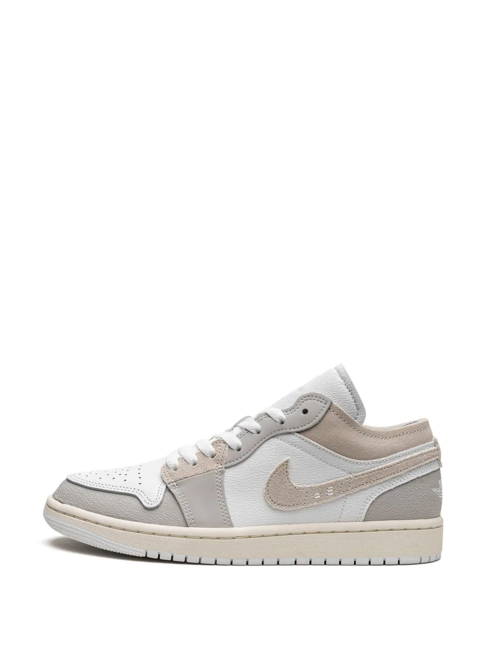 Air Jordan 1 Low Se Craft Tech Grey Sneakers — Grey/Beige/White — Size US M 9.5 - US W 11 — Detail View