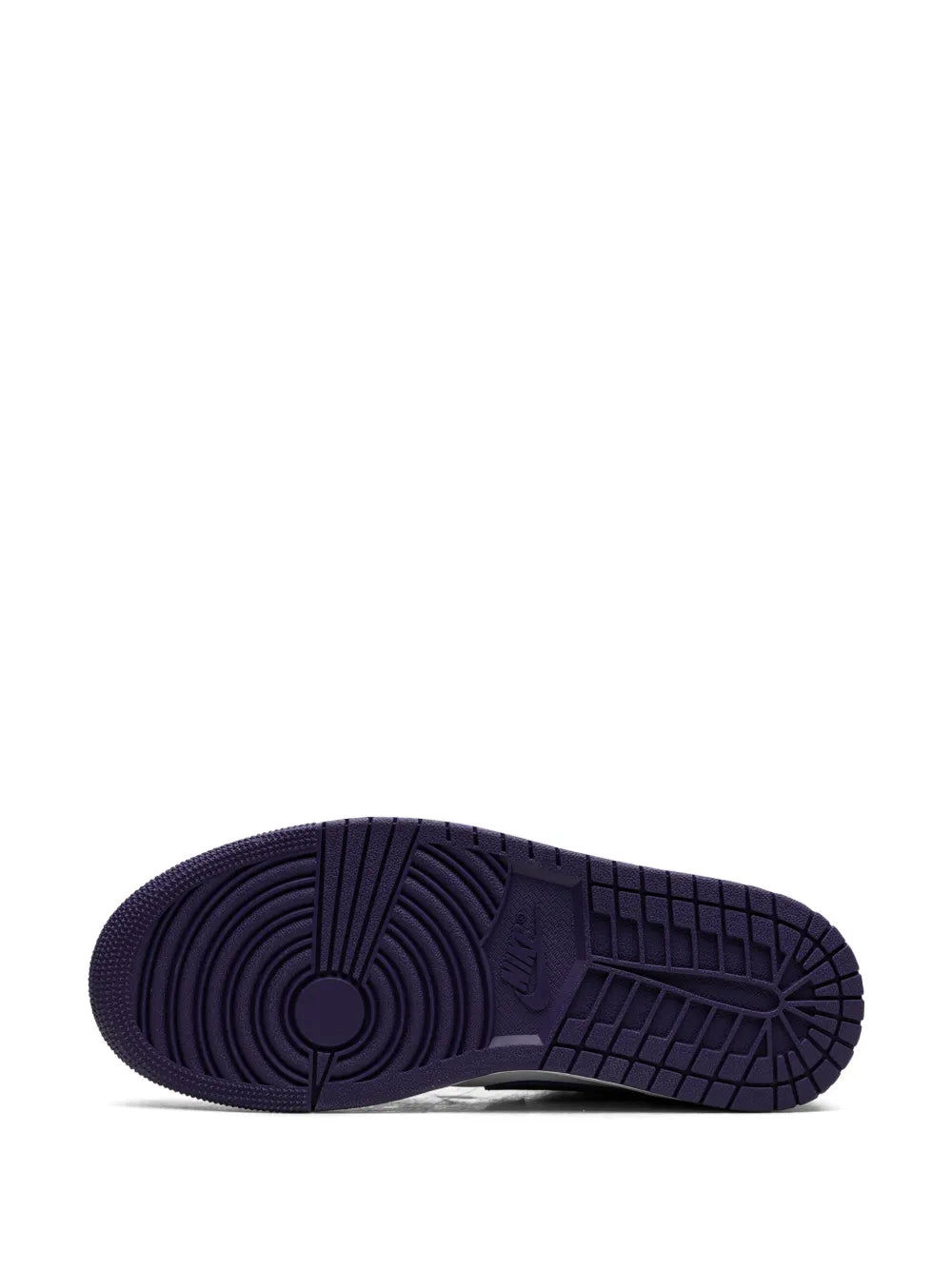 Air Jordan 1 Low Sky J Purple Sneakers — Dark Purple/Lilac Purple/White — Size US M 10.5 - US W 12 — Top View