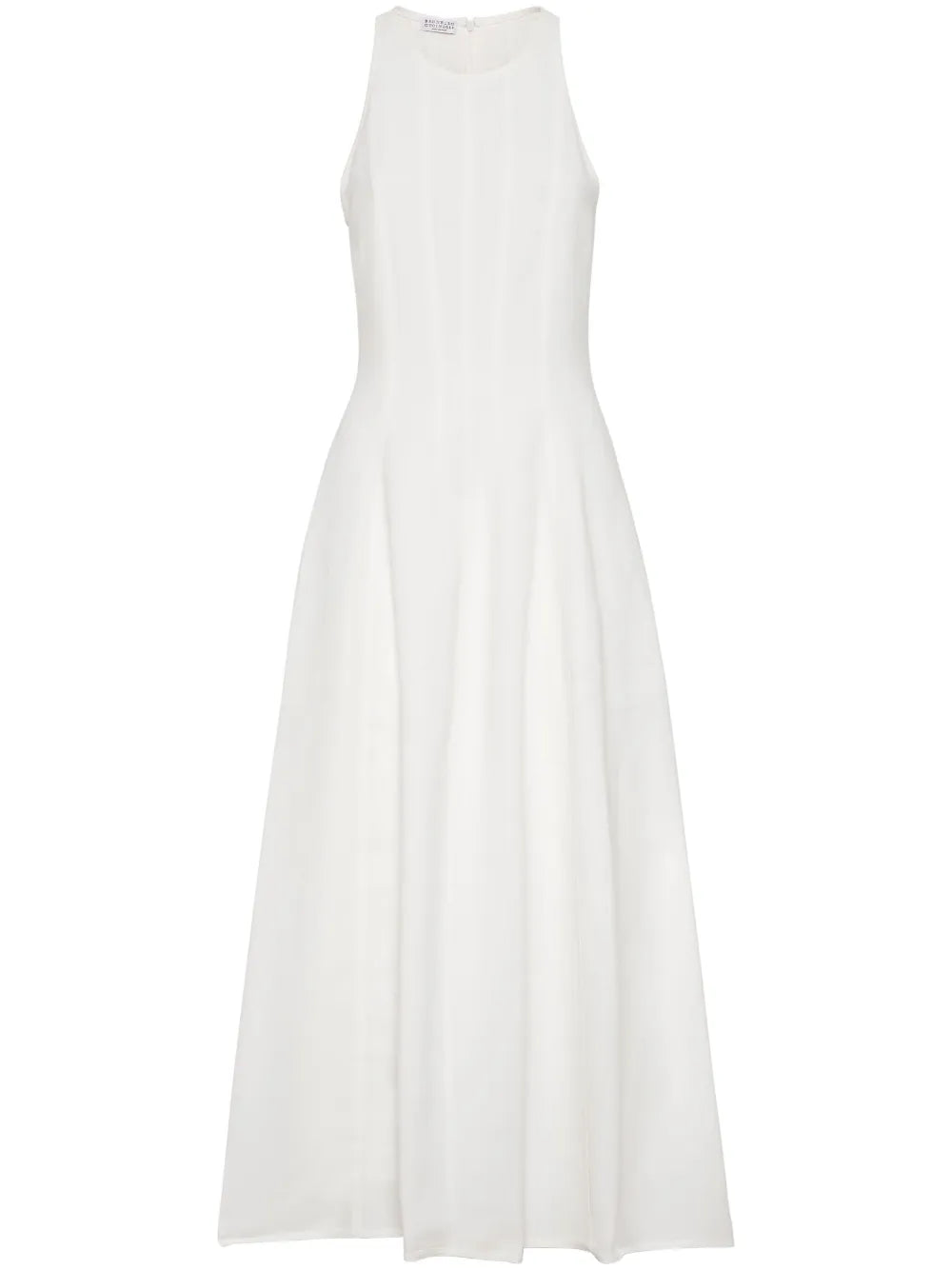 Brunello Cucinelli Pleated Sleeveless Maxi Dress — White — Size XS — Front View