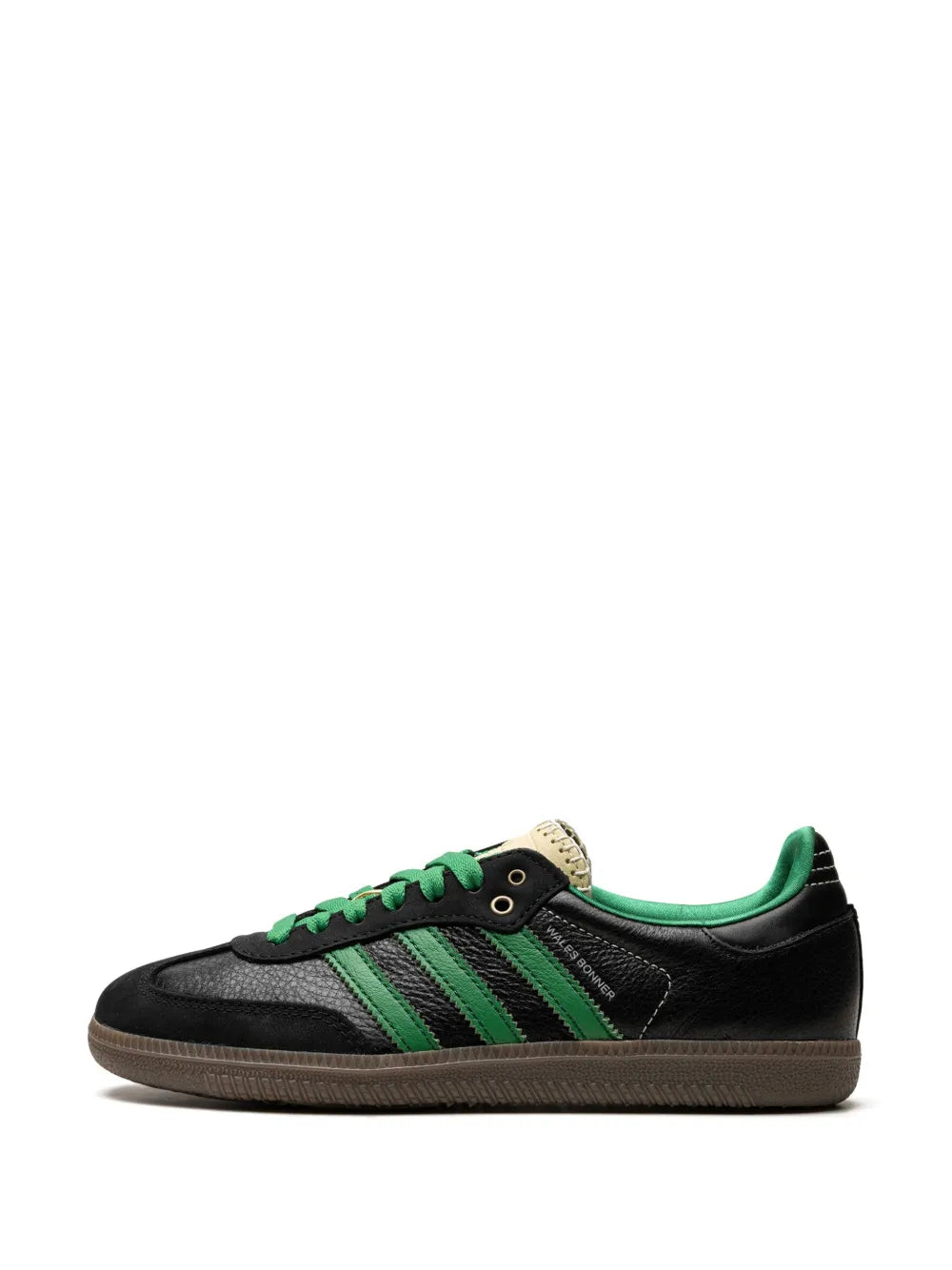 adidas X Wales Bonner Samba Black Sneakers — Black/Green/Ecru — Size US M 9 - US W 10.5 — Detail View
