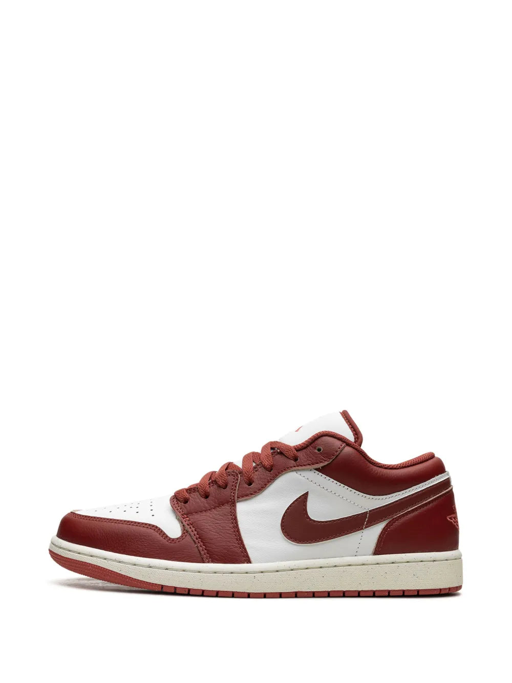 Air Jordan 1 Low Se Dune Red Sneakers — White/Dark Red — Size US M 9.5 - US W 11 — Detail View