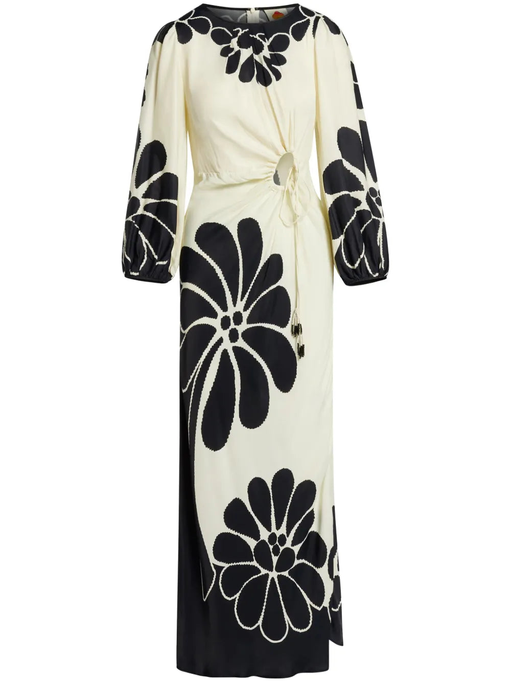 Farm Rio Palermo Cut Out Maxi Dress — Black/ White — Size XS — Front View