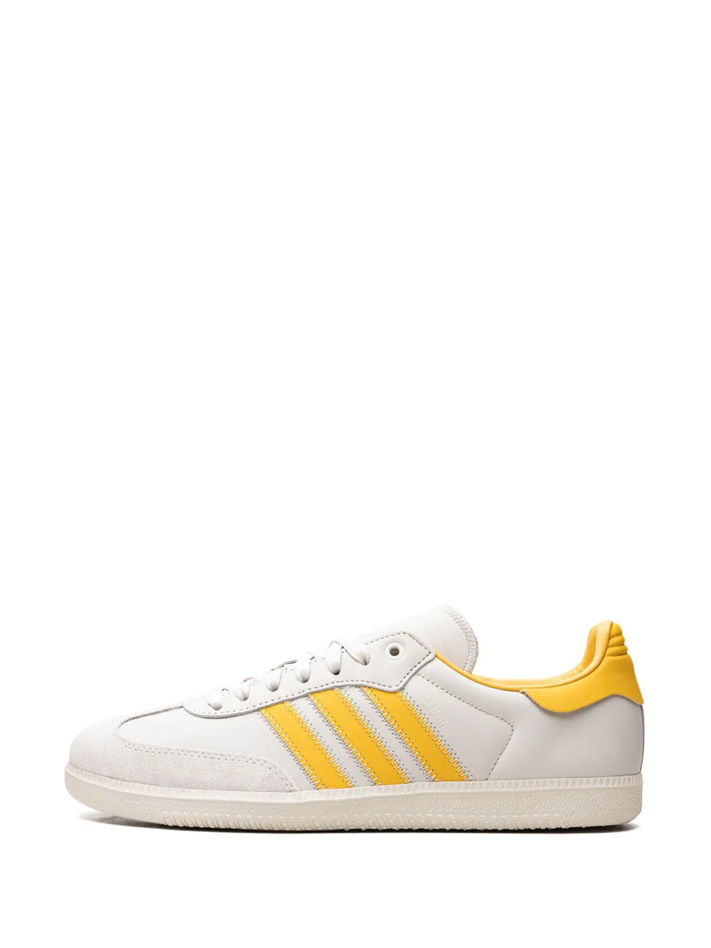 adidas X Pharrell Williams Samba Bold Gold Sneakers — Gold-Tone/White — Size US M 10 - US W 11.5 — Detail View