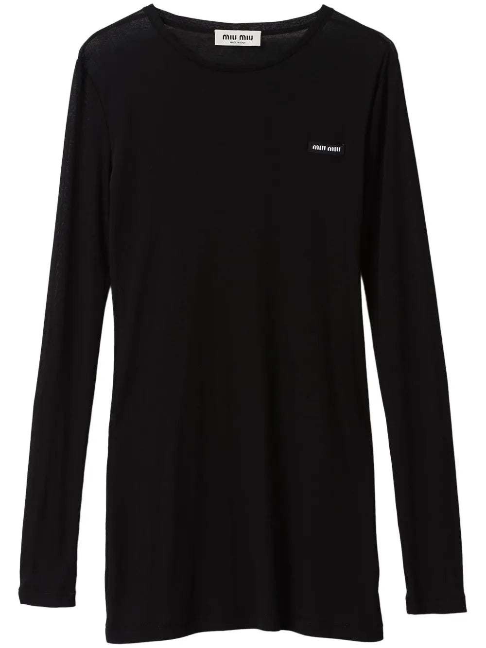 Miu Miu Long Sleeve Mini Dress — Black — Size S — Front View