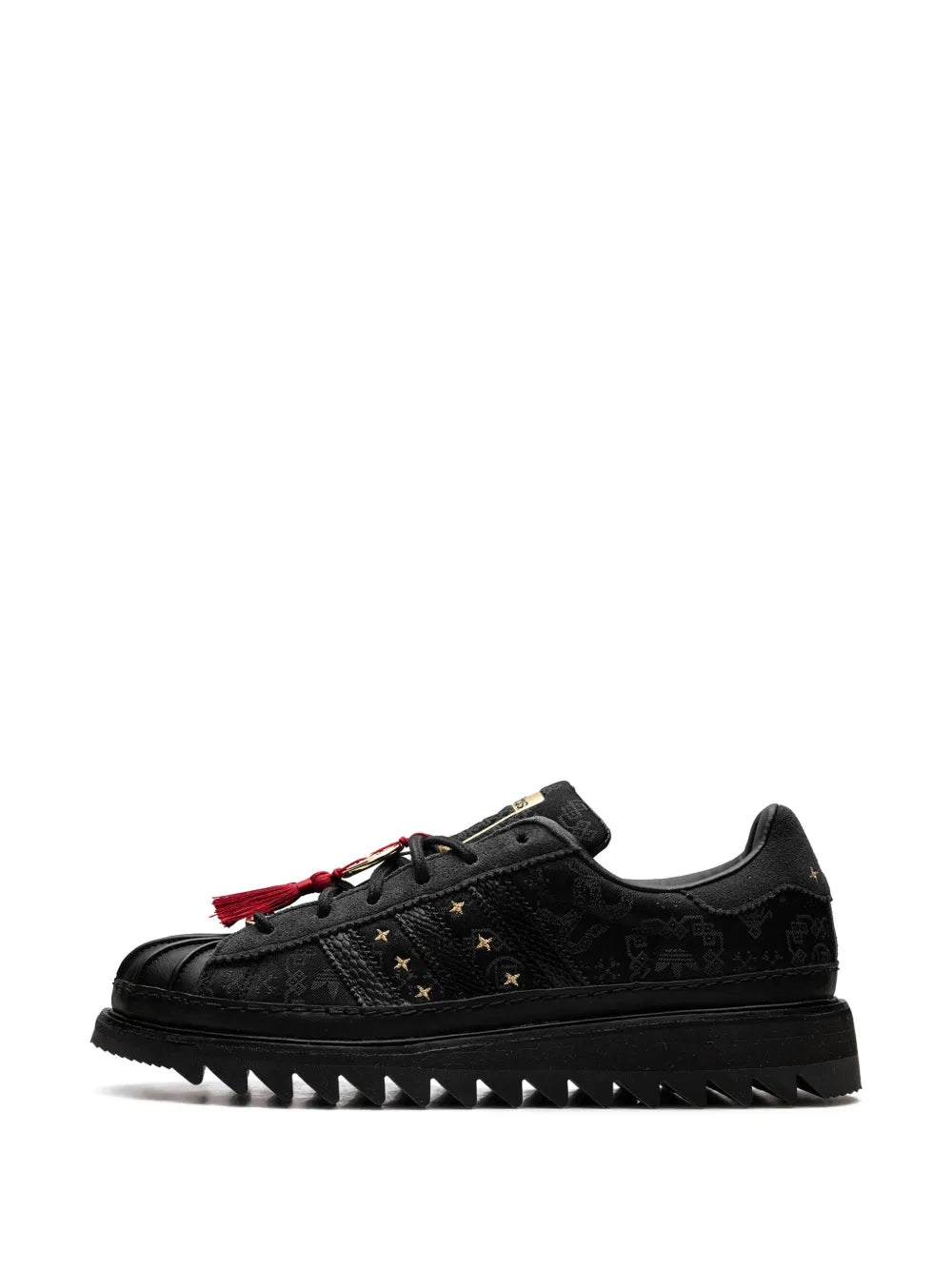 adidas X Clot Superstar Chinese New Year Sneakers — Black — Size US M 10 - US W 11.5 — Detail View