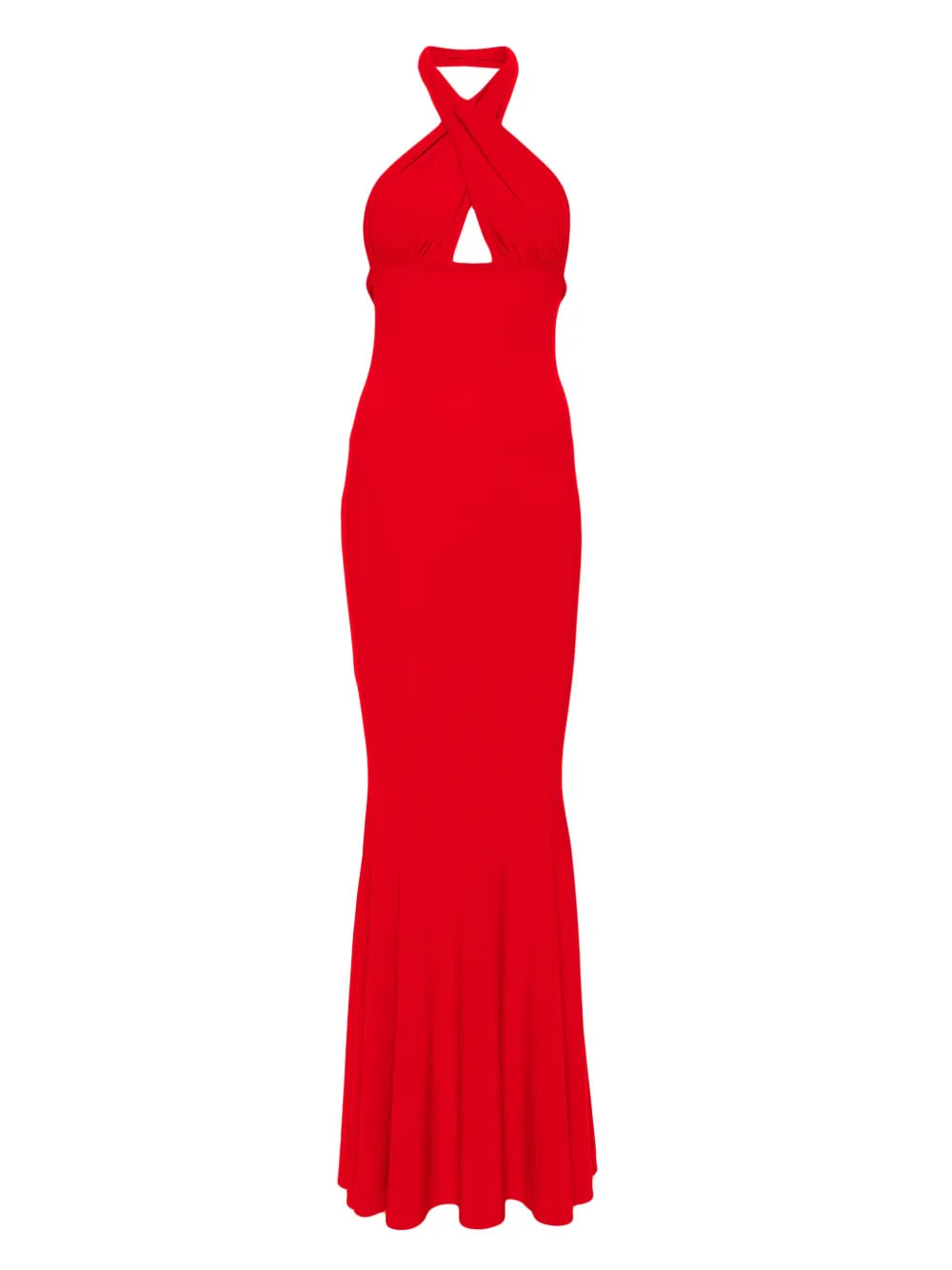 Norma Kamali Cross Halterneck Gown — Red — Size XS — Front View