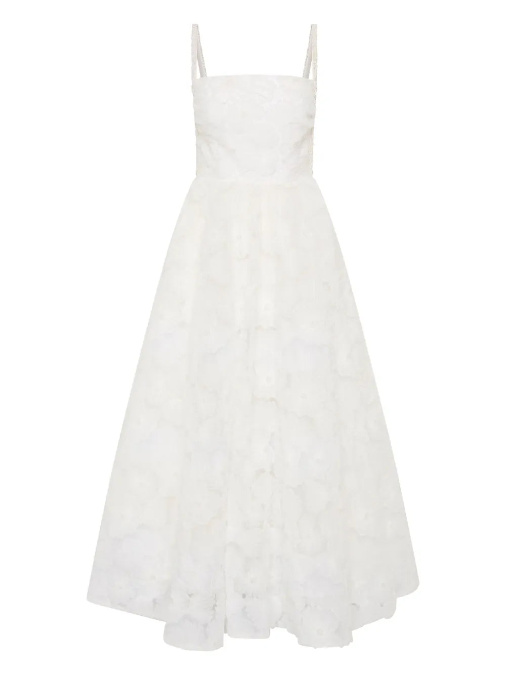 Rebecca Vallance Deliah Floral Embroidered Midi Dress — White/ Red — Size XS — Front View