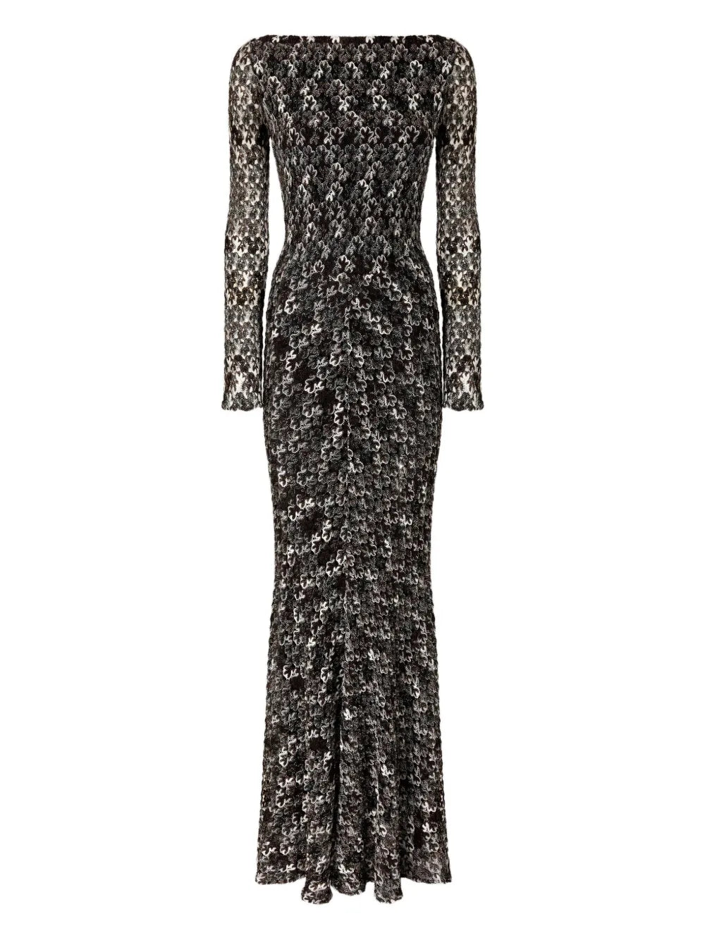 Missoni Floral Lace Long Sleeve Maxi Dress — Black — Size XS — Front View