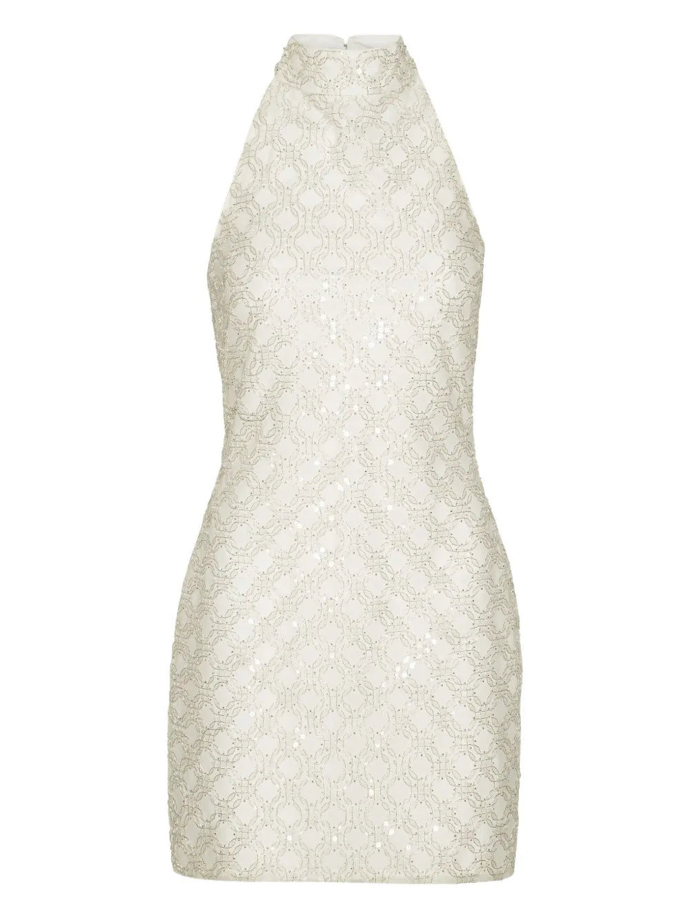 Rotate Birger Christensen Sequinned Halterneck Dress — White — Size XS — Front View