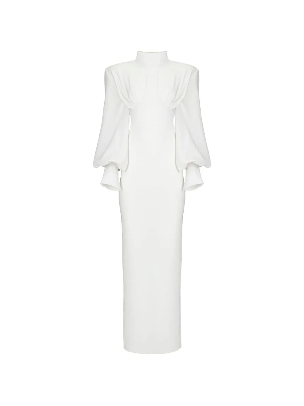 Vestiaire Dun Oiseau Libre Pearl High Neck Maxi Dress — White — Size XS — Front View
