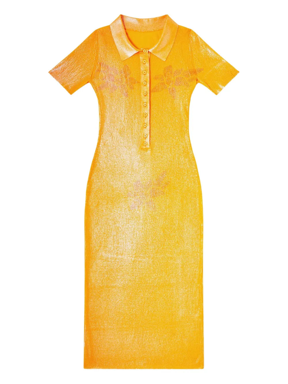 Diesel X Karol G M Orange Ribbed Midi Dress — Orange — Size XS — Front View