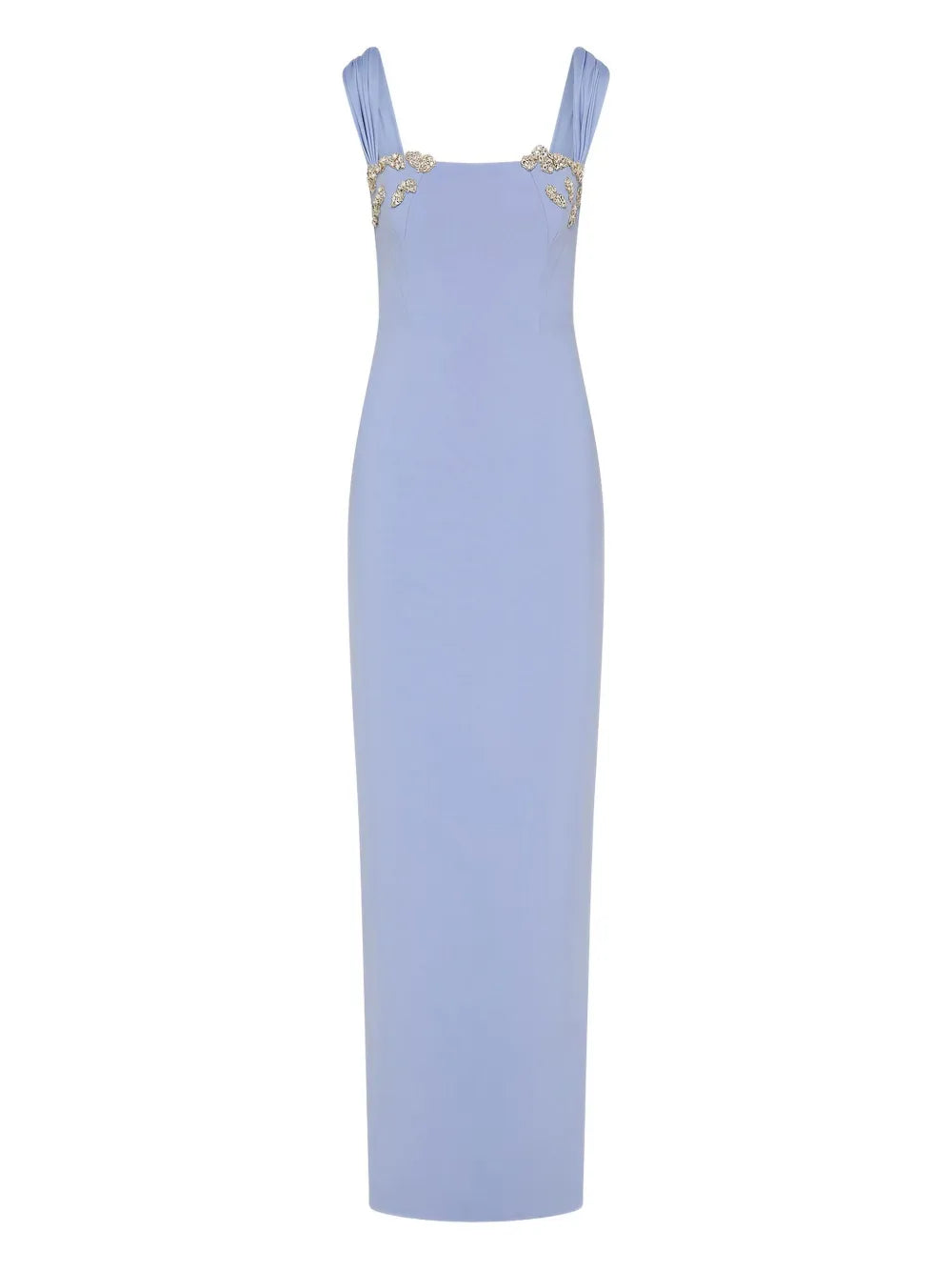 Rachel Gilbert Malia Embellished Square Neck Maxi Gown — Blue — Size XS — Front View