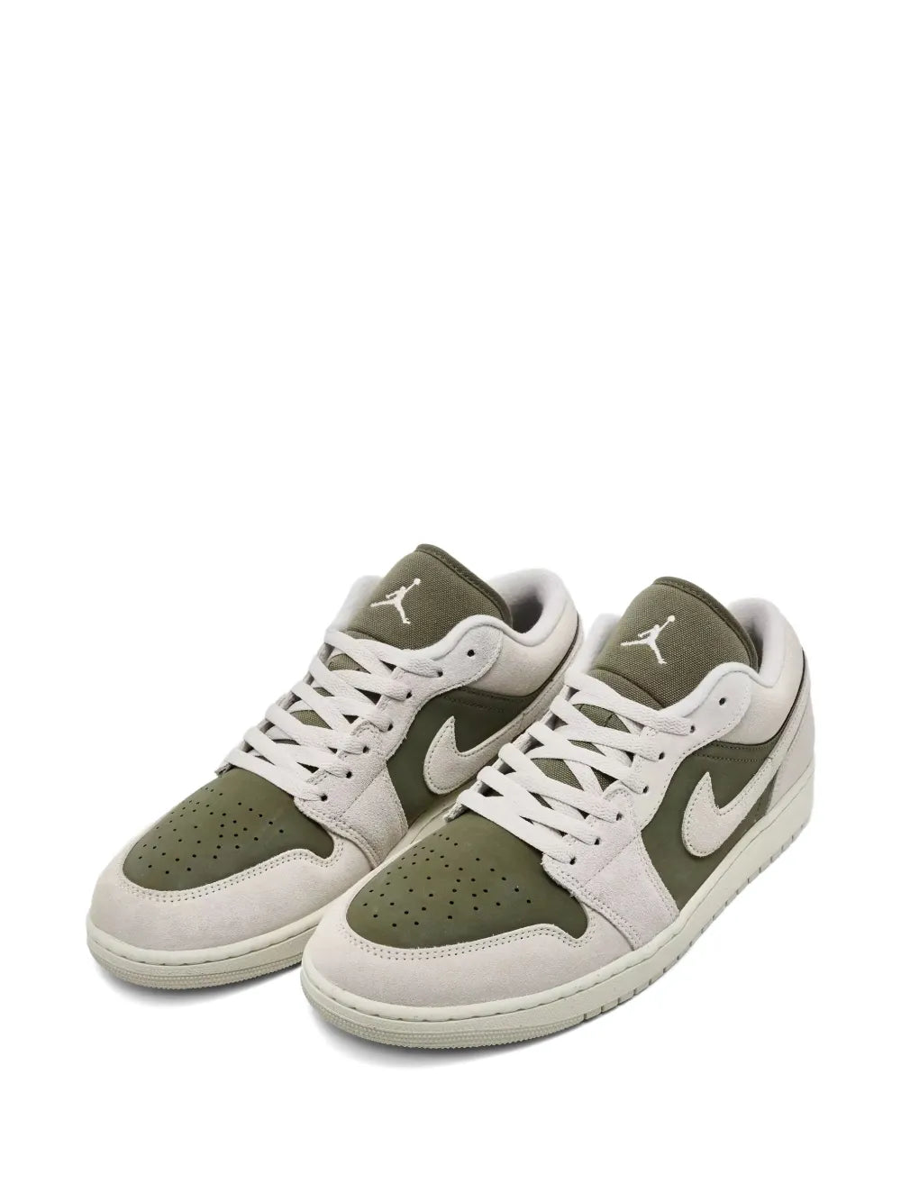 Air Jordan 1 Low Se Sneakers — Olive Green / Beige — Size US M 11.5 - US W 13 — Side View
