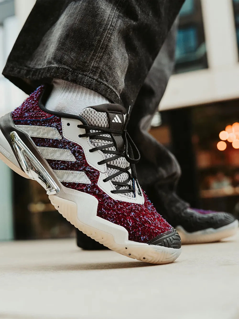 adidas X Brain Dead Barricade 13 Sneakers — Purple/Grey — Size US M 8 - US W 9.5 — Detail View