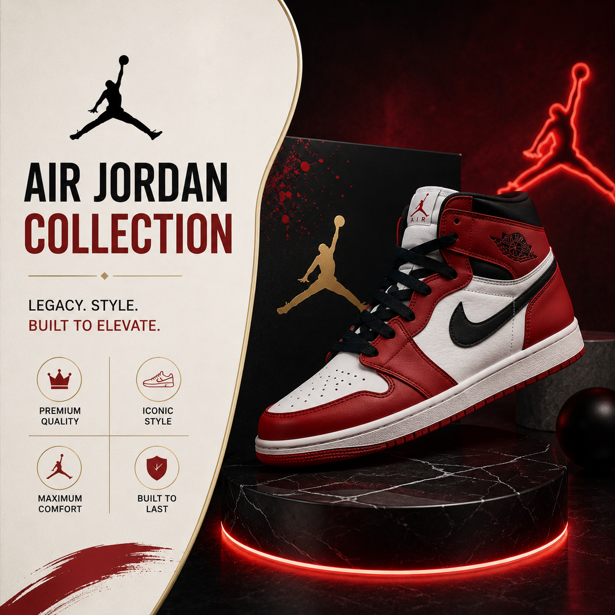 Air Jordan 1 Mid Camo Sneakers — Black/White — Size US M 10.5 - US W 12 — Front View