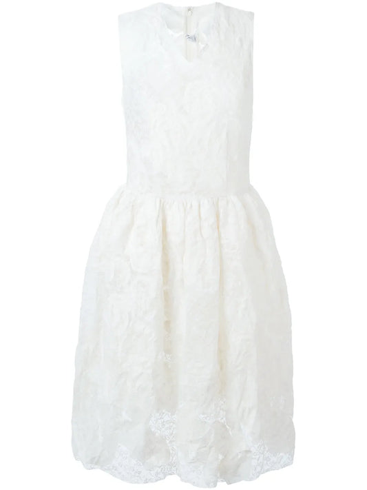 Comme Des Garcons Comme Des Garcons Flower Applique Lace Dress — White — Size S — Front View