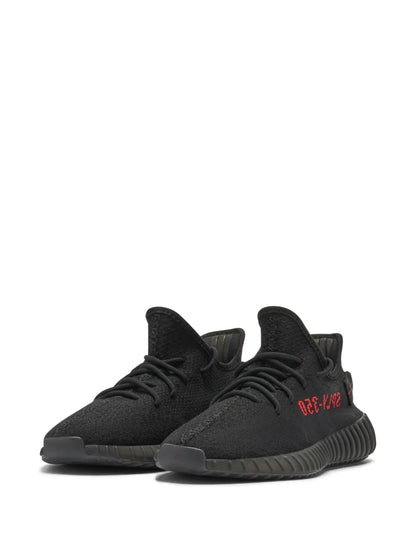 adidas Yeezy Boost 350 V2 Bred Sneakers — Black/Red — Size US M 9 - US W 10.5 — Side View