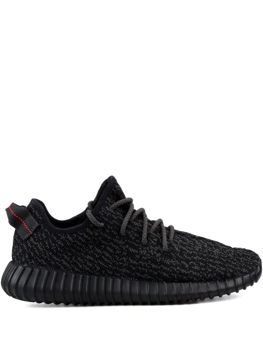 adidas Yeezy Boost 350 Pirate Black - 2016 Release Sneakers — Black — Size US M 9 - US W 10.5 — Front View