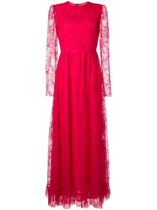Philosophy Di Lorenzo Serafini Lace Detail Evening Dress — Red — Size XS — Front View