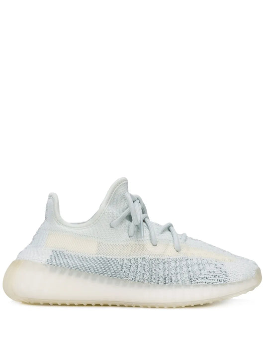 adidas Yeezy Boost 350 V2 Cloud White Reflective  Sneakers — White/Light Blue — Size US M 11 - US W 12.5 — Front View
