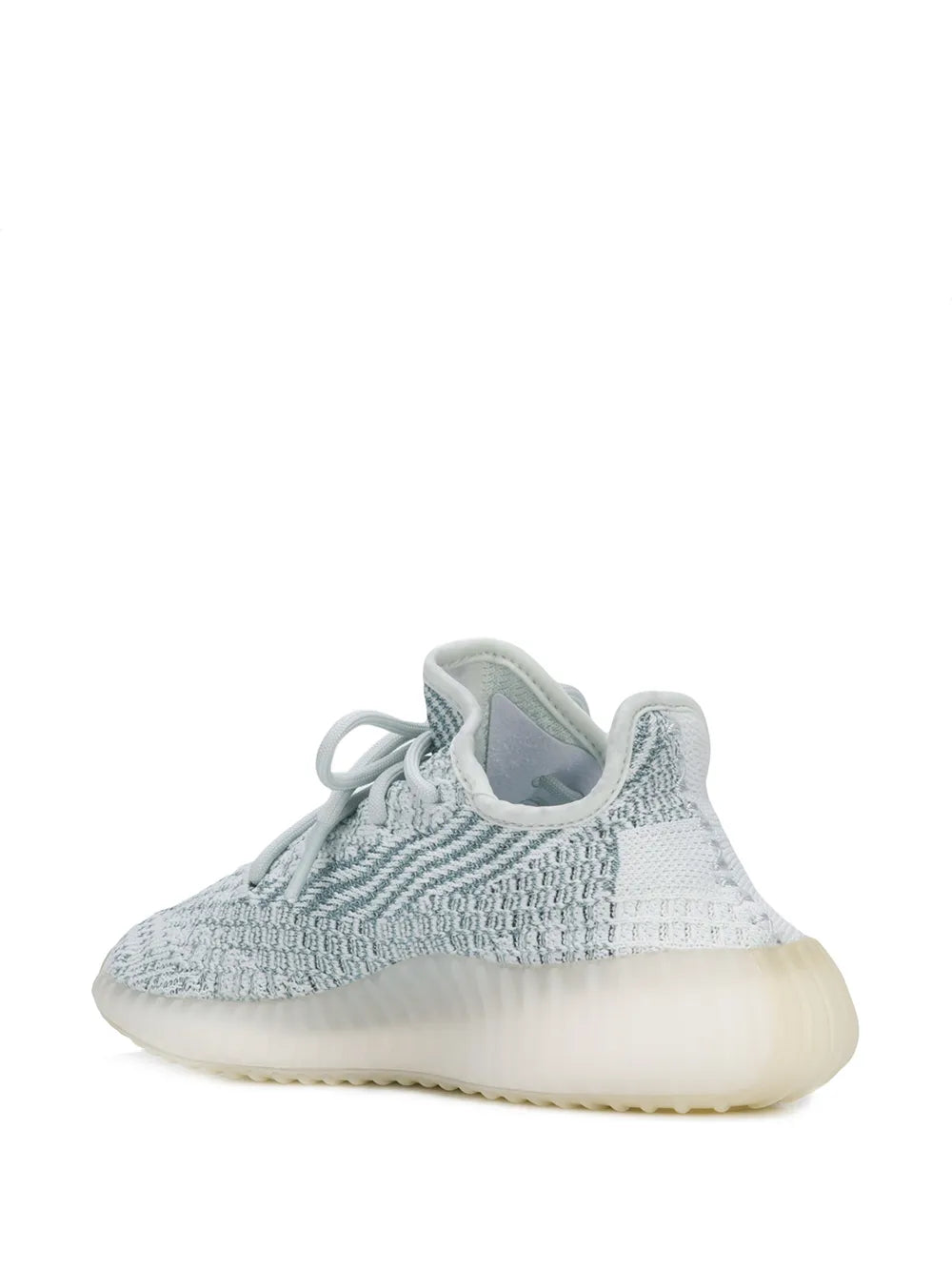 adidas Yeezy Boost 350 V2 Cloud White Reflective  Sneakers — White/Light Blue — Size US M 11 - US W 12.5 — Back View