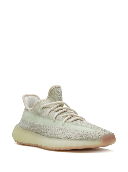 adidas Yeezy Boost 350 V2 Citrin Reflective  Sneakers — Light Grey/Light Green — Size US M 11 - US W 12.5 — Side View