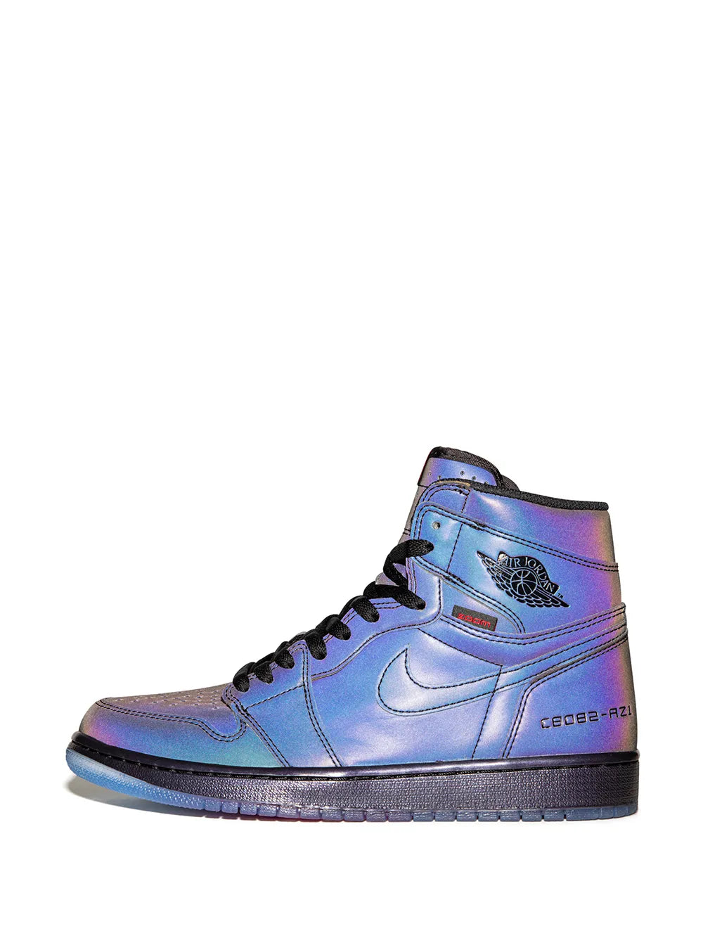 Air Jordan 1 High Zoom Fearless Sneakers — Black/Multicolour — Size US M 8.5 - US W 10 — Detail View