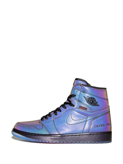 Air Jordan 1 High Zoom Fearless Sneakers — Black/Multicolour — Size US M 8.5 - US W 10 — Detail View