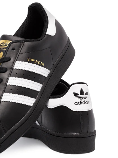 adidas Superstar Black/White Low-Top Sneakers — Same as shown — Size US M 4 - US W 5.5 — Back View