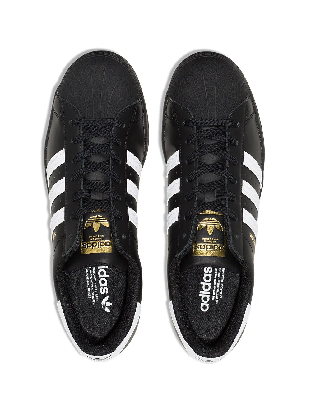 adidas Superstar Black/White Low-Top Sneakers — Same as shown — Size US M 4 - US W 5.5 — Top View