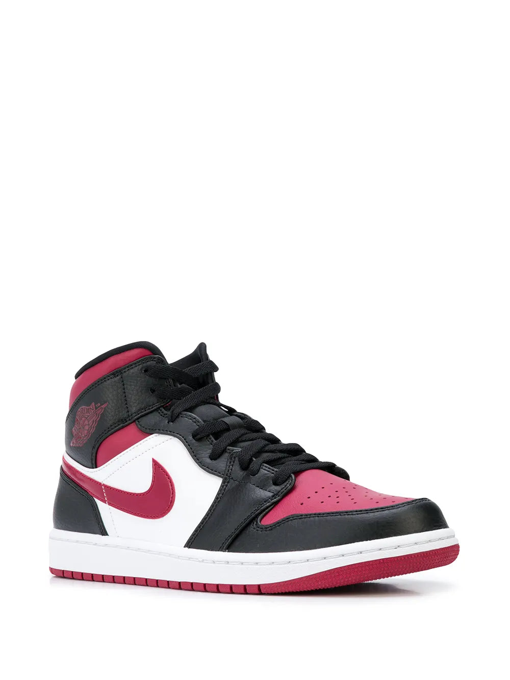 Air Jordan 1 Mid Bred Toe Sneakers — Black/Gym Red — Size US M 11.5 - US W 13 — Side View