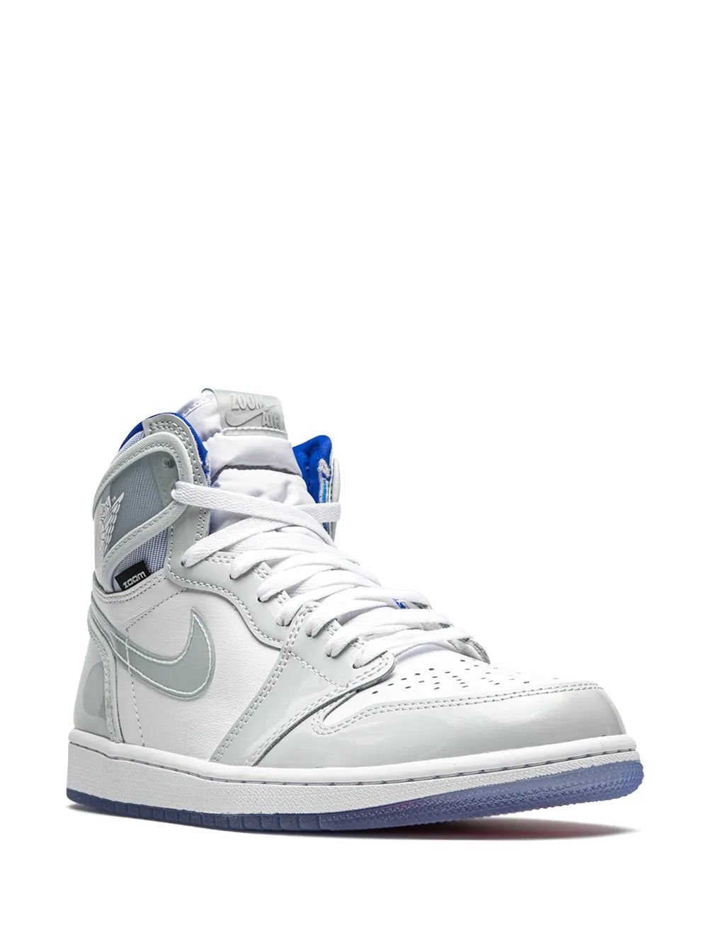 Air Jordan 1 High Zoom Racer Blue Sneakers — White/Racer Blue — Size US M 8.5 - US W 10 — Side View