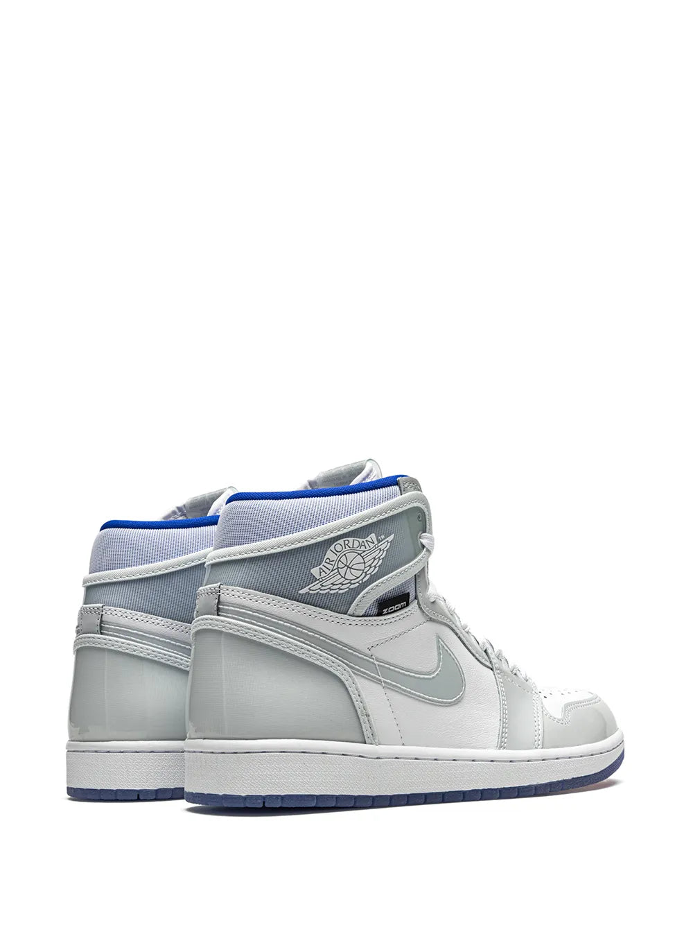 Air Jordan 1 High Zoom Racer Blue Sneakers — White/Racer Blue — Size US M 8.5 - US W 10 — Back View