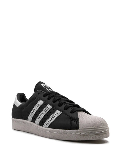 adidas Superstar 80S Human Made Black Sneakers — Black/White — Size US M 4 - US W 5.5 — Side View