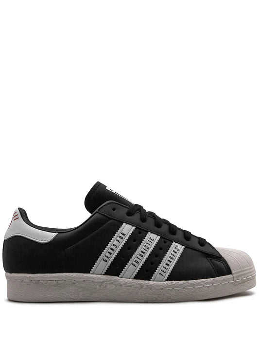 adidas Superstar 80S Human Made Black Sneakers — Black/White — Size US M 4 - US W 5.5 — Front View