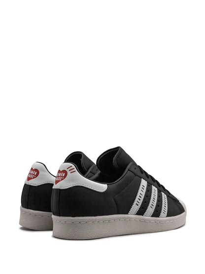 adidas Superstar 80S Human Made Black Sneakers — Black/White — Size US M 4 - US W 5.5 — Back View