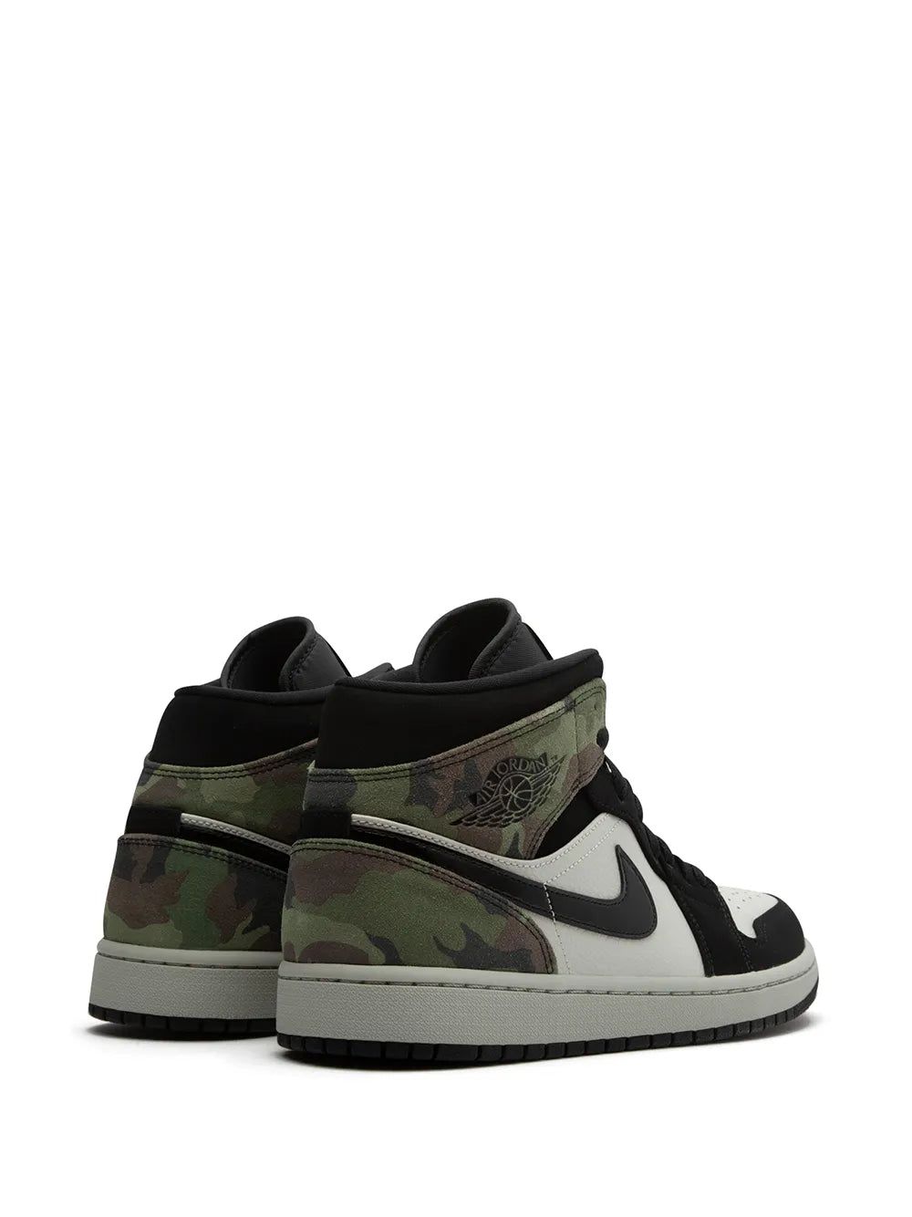 Air Jordan 1 Mid Camo Sneakers — Black/White — Size US M 10.5 - US W 12 — Back View