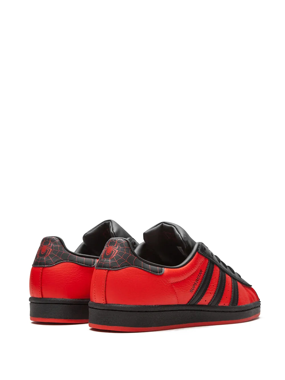 adidas X Miles Morales Superstar J Spider-Man Sneakers — Red/Black — Size US M 6 - US W 7.5 — Back View