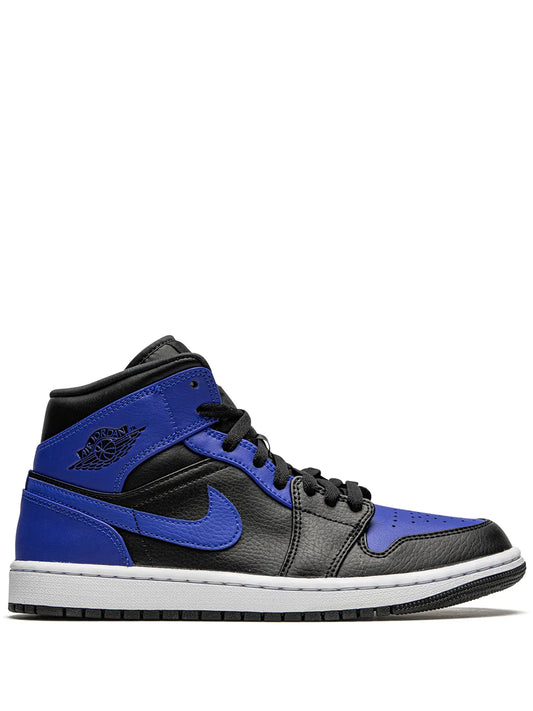 Air Jordan 1 Mid Hyper Royal Sneakers — Black/Blue — Size US M 11.5 - US W 13 — Front View
