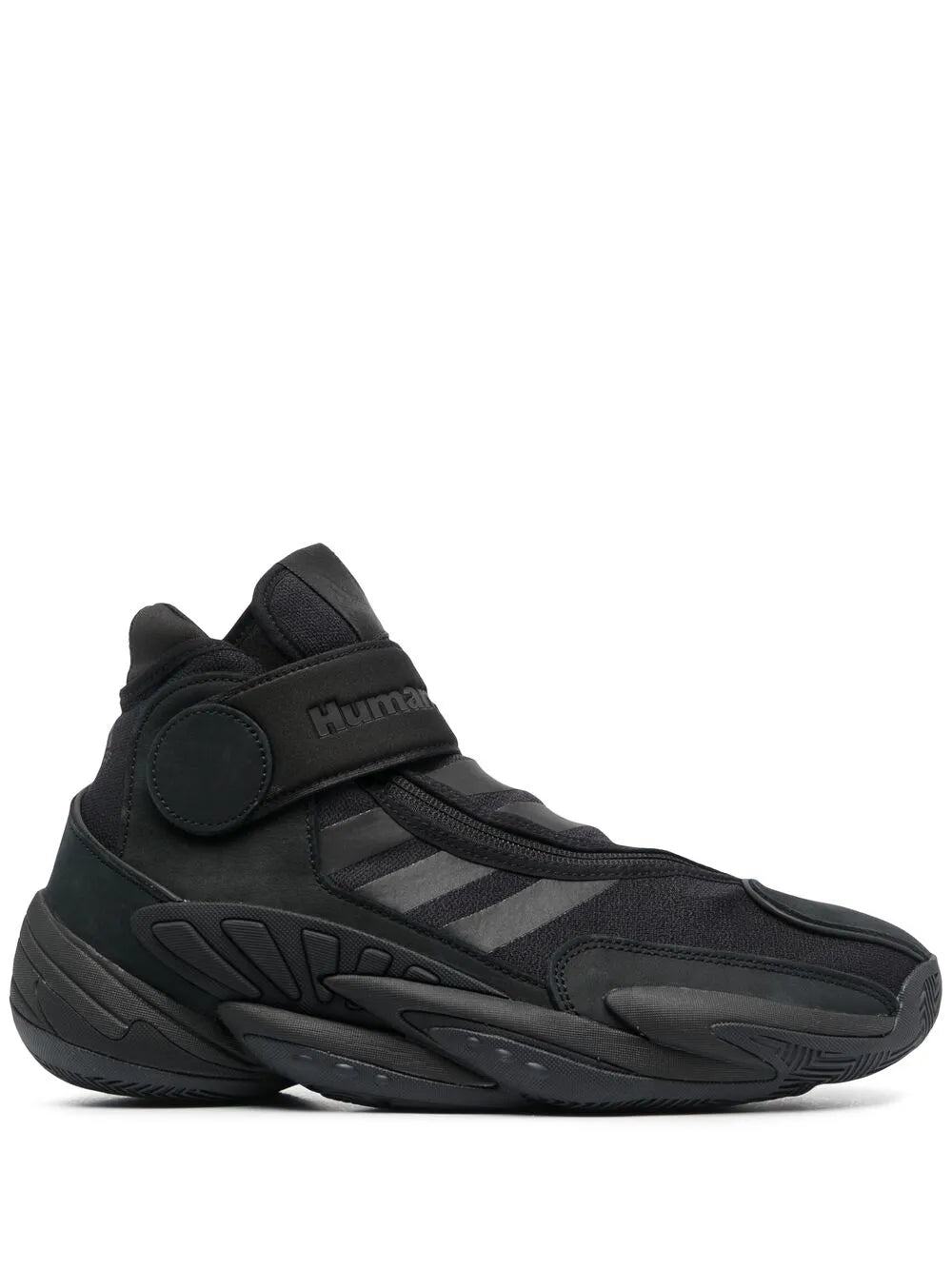adidas X Pharrell Williams Triple Black High-Top Sneakers — Black — Size US M 10 - US W 11.5 — Front View