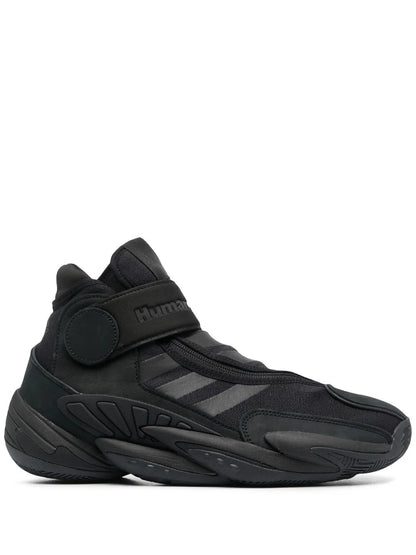 adidas X Pharrell Williams Triple Black High-Top Sneakers — Black — Size US M 10 - US W 11.5 — Front View
