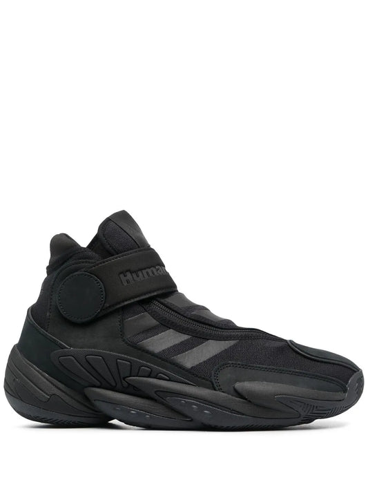 adidas X Pharrell Williams Triple Black High-Top Sneakers — Black — Size US M 10 - US W 11.5 — Front View