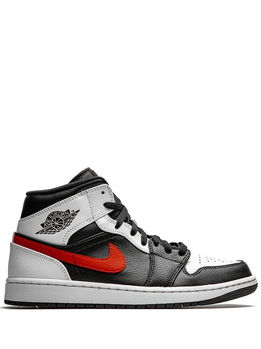 Air Jordan 1 Mid Chile Red Sneakers — Black/White — Size US M 11.5 - US W 13 — Front View