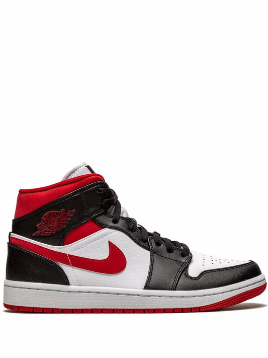 Air Jordan 1 Mid Metallic Red Sneakers — Black/White/Red — Size US M 11.5 - US W 13 — Front View