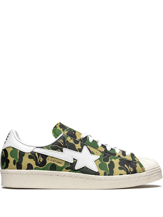 adidas X Bape Superstar Green Camo Sneakers — Same as shown — Size US M 8 - US W 9.5 — Front View