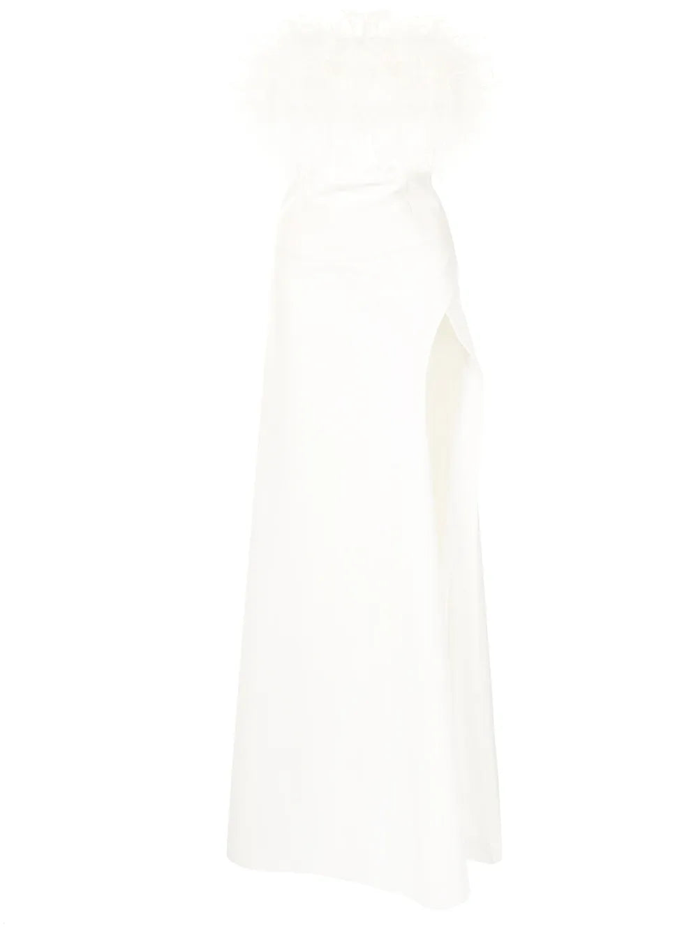 Rachel Gilbert Linc Feather Trim Detail Gown — White/ Ivory — Size XS — Front View