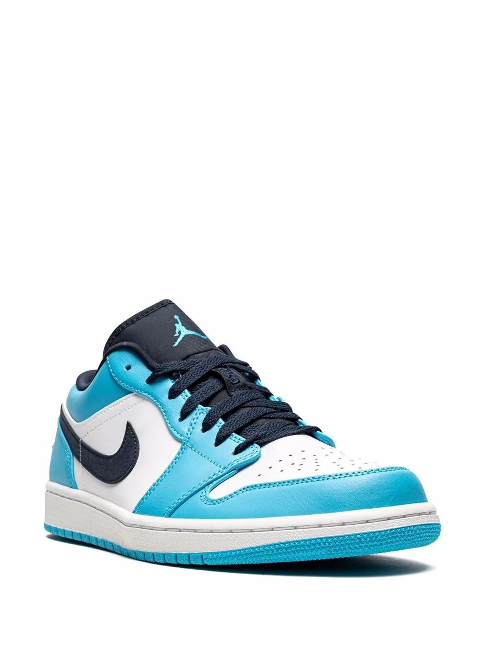 Air Jordan 1 Low Unc Sneakers — White/Blue — Size US M 9.5 - US W 11 — Side View