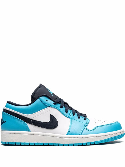 Air Jordan 1 Low Unc Sneakers — White/Blue — Size US M 9.5 - US W 11 — Front View