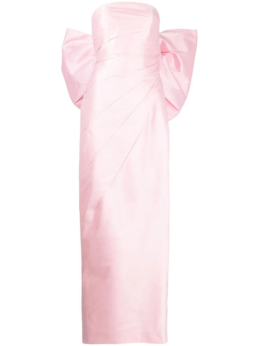 Bambah Oversize Bow Detail Gown — Pink — Size S — Front View